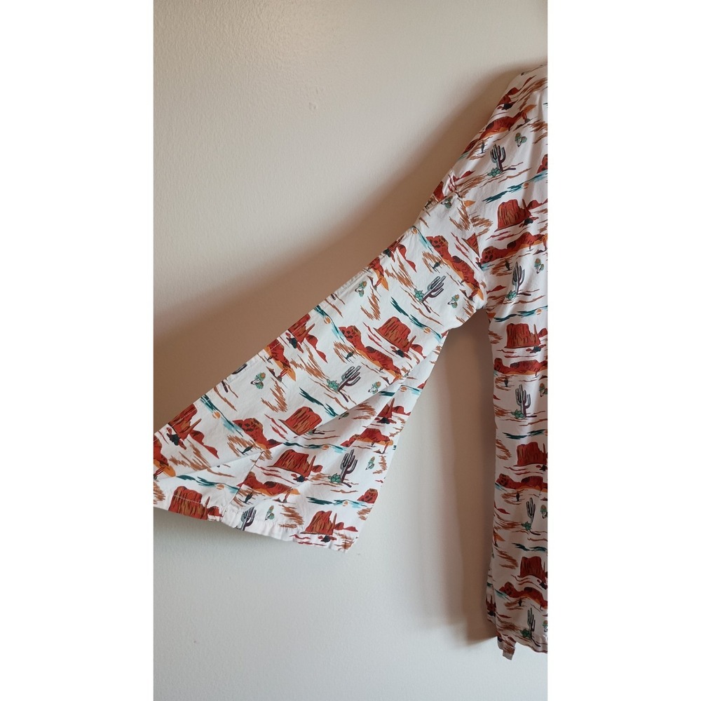 Rock & Roll Cowgirl Desert Print Open Front Kimono Split Sleeve Rayon M - Picture 4 of 11